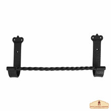 Load image into Gallery viewer, Rustic Hand Forged Iron Wall Mounting Towel Bar: Ideal for Victorian, Colonial, Retro, Steampunk, Gothic, Baroque, and Medieval Settings, (39.5x5x18) cm