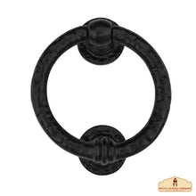 Load image into Gallery viewer, Large Forged Iron Ring Front Door Knocker Artisan Made Antique Knocker
