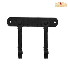 Load image into Gallery viewer, Rustic Hand Forged Wall Hook with Two Hangers: Ideal for Victorian, Colonial, Retro, Steampunk, Gothic, and Baroque Settings (14.9x10.9cm)