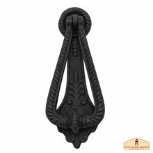 Load image into Gallery viewer, Rustic Cast Iron Georgian Twist Door Knocker: Ideal for Victorian, Colonial, Retro, Steampunk, Gothic, Baroque, and Medieval Settings, (17.2x7) cm