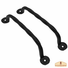 Load image into Gallery viewer, Rustic Hand Forged Door Pull Handle Set of 2: Ideal for Victorian, Colonial, Retro, Steampunk, Gothic, Baroque, and Medieval Settings, 16.5 cm