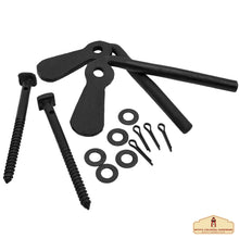 Load image into Gallery viewer, Hand Forged Iron Offset Beacon Hill Shutter TIEBACKS - Set of 2 - Oil Blackened Pair