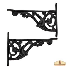 Load image into Gallery viewer, Rustic Cast Iron Shelf Brackets Set of 2 : Ideal for Victorian, Colonial, Retro, Steampunk, Gothic, Baroque , and Medieval Settings (1 5. 5 x 10.6 ) cm