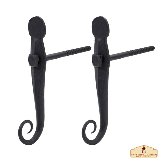 Rat Tail Cast Iron Shutter Dogs Set of 2