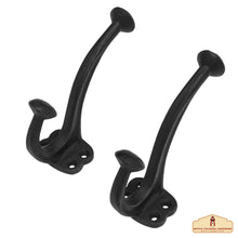 Load image into Gallery viewer, Rustic Cast Iron Wall Hooks Set of 2 : Ideal for Victorian, Colonial, Retro, Steampunk, Gothic, and Baroque Settings ( 11 x 3.8 ) cm