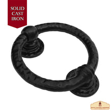 Load image into Gallery viewer, Large Forged Iron Ring Front Door Knocker Artisan Made Antique Knocker