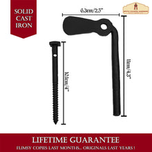 Load image into Gallery viewer, Hand Forged Iron Offset Beacon Hill Shutter TIEBACKS - Set of 2 - Oil Blackened Pair