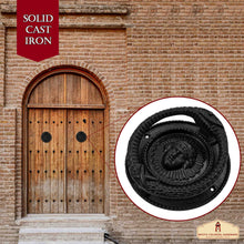 Load image into Gallery viewer, Rustic Cast Iron Medusa Door Knocker: Ideal for Victorian, Colonial, Retro, Steampunk, Gothic, and Baroque Settings, 14 cm