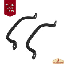 Load image into Gallery viewer, Rustic Twisted Barn Door Handles - 5 7/16 inch- 2-Pack Hand-Forged Handles Hardware - Heavy-Duty Iron Handles - Black Door Pull Handles for Closet, Drawer, Chest, Gate, Shed Door,Window,Garage