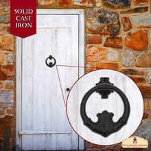 Load image into Gallery viewer, Claddagh Door Knocker Solid Forged Iron Victorian, Colonial, Retro, Steampunk, Gothic, Baroque Medieval