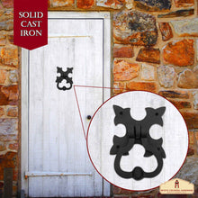 Load image into Gallery viewer, Gothic Iron Made Forged Door Knocker, Black, Old Medieval Look