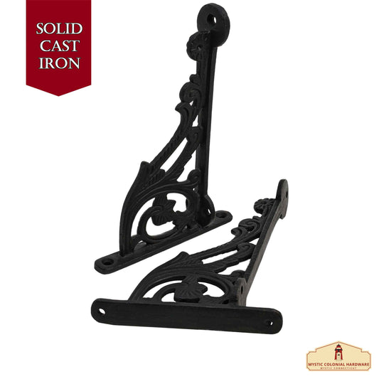 Rustic Cast Iron Shelf Brackets Set of 2 : Ideal for Victorian, Colonial, Retro, Steampunk, Gothic, Baroque , and Medieval Settings (1 5. 5 x 10.6 ) cm