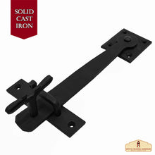 Load image into Gallery viewer, 9 Inch Iron Gate Latch Black Flip Latches, Heavy Duty Forged Iron Drop Latch, for Old Farm Barn Shed Cabinet Shutter Antique Privacy Door Hardware Replacement (Vintage Wrought Iron - 1 Set)