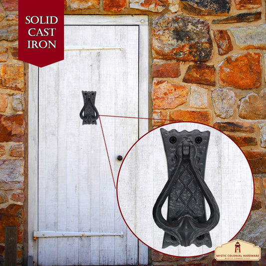 Bedroom Door Knocker Antique Black Ironmongery - True Solid Forged Iron - 4.7 inches