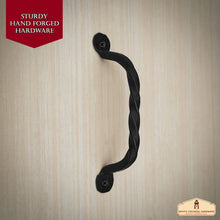 Load image into Gallery viewer, Rustic Hand Forged Door Pull Handle Set of 2: Ideal for Victorian, Colonial, Retro, Steampunk, Gothic, Baroque, and Medieval Settings, 16.5 cm