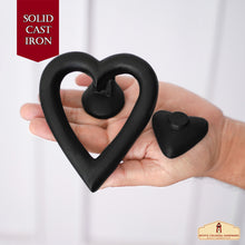 Load image into Gallery viewer, Black Heart Door Knocker for Front Door 4.5 X 4 Inch Solid Forged Iron Victorian Colonial Black