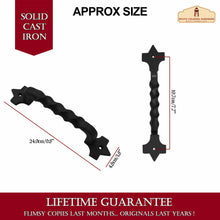 Load image into Gallery viewer, Rustic Cast Iron Door Pull Handle: Ideal for Victorian, Colonial, Retro, Steampunk, Gothic, Baroque, and Medieval Settings, (24.9x4.8) cm