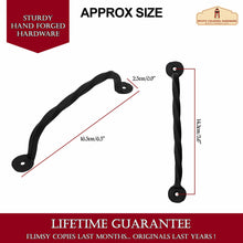 Load image into Gallery viewer, Rustic Hand Forged Door Pull Handle Set of 2: Ideal for Victorian, Colonial, Retro, Steampunk, Gothic, Baroque, and Medieval Settings, 16.5 cm