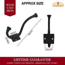 Load image into Gallery viewer, Rustic Cast Iron Wall Hooks Set of 2: Ideal for Victorian, Colonial, Retro, Steampunk, Gothic, and Baroque Settings 13 cm