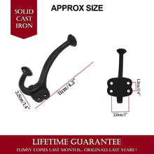 Load image into Gallery viewer, Rustic Cast Iron Wall Hooks Set of 2 : Ideal for Victorian, Colonial, Retro, Steampunk, Gothic, and Baroque Settings ( 11 x 3.8 ) cm