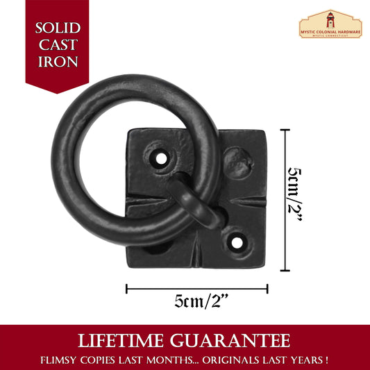 Small Ring Door Knocker - TRUE SOLID FORGED IRON - Blackened Hammered finish