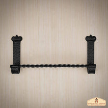 Load image into Gallery viewer, Rustic Hand Forged Iron Wall Mounting Towel Bar: Ideal for Victorian, Colonial, Retro, Steampunk, Gothic, Baroque, and Medieval Settings, (39.5x5x18) cm