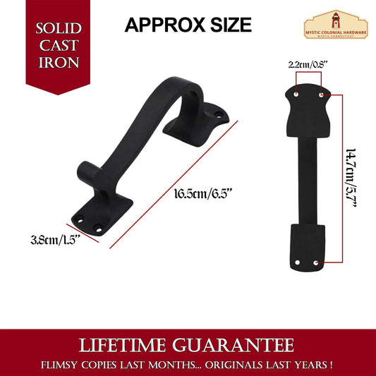 Rustic Twisted Door Handles Set of 2 Cast Iron Door Pulls : Ideal for Gate, Shed Door, Window, Fence, Garag e, (16.5x3.8) cm