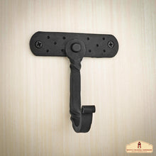Load image into Gallery viewer, Rustic Hand Forged Iron Wall Hooks Set of 2: Ideal for Victorian, Colonial, Retro, Steampunk, Gothic, and Baroque Settings (11x9.9cm)