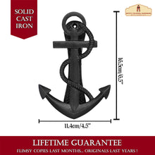 Load image into Gallery viewer, Nautical Ship's Anchor Antiqued Door Knocker- GENUINE HANDFORGED IRON - 6 Inches Tall