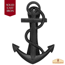 Load image into Gallery viewer, Nautical Ship's Anchor Antiqued Door Knocker- GENUINE HANDFORGED IRON - 6 Inches Tall