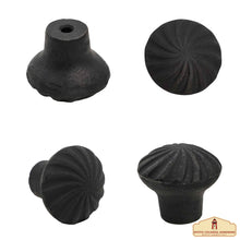 Load image into Gallery viewer, Hand Forged Iron Knob Set of 4 Pcs Solid CAST Iron Victorian, Colonial, Retro, Steampunck, Gothic, Baroque Medieval