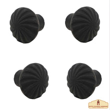 Load image into Gallery viewer, Hand Forged Iron Knob Set of 4 Pcs Solid CAST Iron Victorian, Colonial, Retro, Steampunck, Gothic, Baroque Medieval