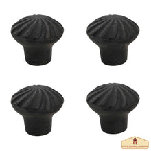 Load image into Gallery viewer, Hand Forged Iron Knob Set of 4 Pcs Solid CAST Iron Victorian, Colonial, Retro, Steampunck, Gothic, Baroque Medieval