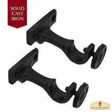 Load image into Gallery viewer, Heavy Duty Curtain Rod Brackets, Black Horizontal Wall Mounting Curtain Brackets for Blinds Windows, Adjustable Drapery Rod Holders, Extendable Window Hardware Brackets for 1” Rod in Pair