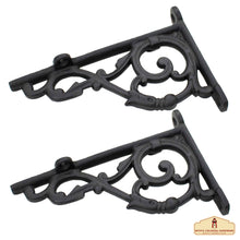 Load image into Gallery viewer, 4" X 6" Shelf Brackets - Set of 2 Pcs Solid Forged Iron Victorian, Colonial, Retro, Steampunck, Gothic, Baroque Medieval