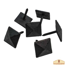 Load image into Gallery viewer, Nails Iron Textured Iron Clavos Decorative Nails, Hand Forged, Natural Oil Blackened Finish, Set of 6 Pcs