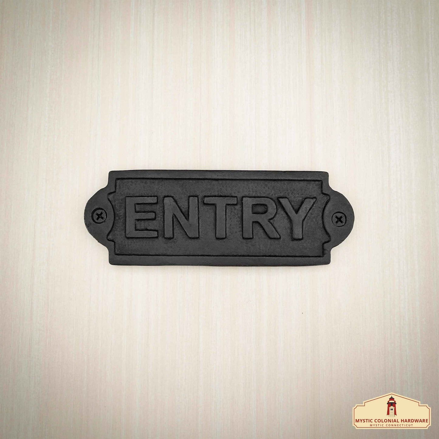 Rustic Cast Iron Entry Sign Plate : Ideal for Victorian, Colonial, Retro, Steampunk, Gothic, and Baroque Settings, ( 15 x 5.3 ) cm