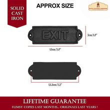 Load image into Gallery viewer, Rustic Cast Iron Exit Sign Plate: Ideal for Victorian, Colonial, Retro, Steampunk, Gothic, and Baroque Settings, (15x5) cm