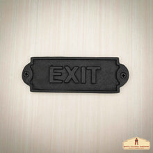 Load image into Gallery viewer, Rustic Cast Iron Exit Sign Plate: Ideal for Victorian, Colonial, Retro, Steampunk, Gothic, and Baroque Settings, (15x5) cm