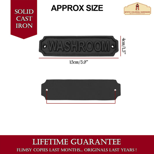 Rustic Cast Iron Washroom Sign Plate: Ideal for Victorian, Colonial, Retro, Steampunk, Gothic, and Baroque Settings, (15x4) cm