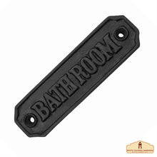 Load image into Gallery viewer, Rustic Cast Iron Bathroom Sign Plate: Ideal for Victorian, Colonial, Retro, Steampunk, Gothic, and Baroque Settings, (11.5x3.2) cm