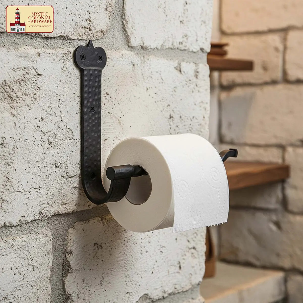 Rustic Hand Forged Ir on Wall Mounting Paper Towel Hanger: Ideal for Victorian, Colonial, Retro, Steampunk, Gothic, Baroque, and Medieval Bathroom Settings, (25.2x5.1x17.5) cm