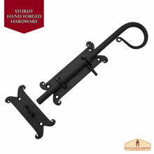 Load image into Gallery viewer, Rustic Hand Forged Door Bolt Lock with Sliding Pin: Ideal for Victorian, Colonial, Retro, Steampunk, Gothic, Baroque, and Medieval Bathroom / Kitchen Settings, 22 cm