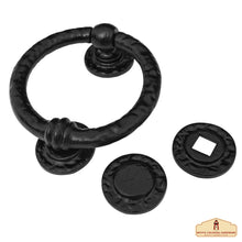 Load image into Gallery viewer, Large Forged Iron Ring Front Door Knocker Artisan Made Antique Knocker