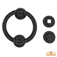 Load image into Gallery viewer, Large Forged Iron Ring Front Door Knocker Artisan Made Antique Knocker