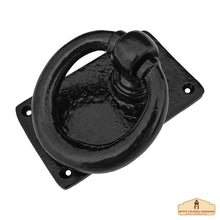 Load image into Gallery viewer, Black Powder Coated Large Ring Front Door Artisan Made Antique Knocker