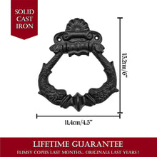 Load image into Gallery viewer, Black Powder Coated Ring Front Door Artisan Made Antique Knocker