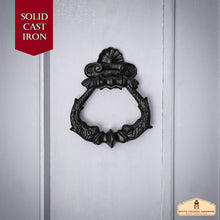 Load image into Gallery viewer, Black Powder Coated Ring Front Door Artisan Made Antique Knocker