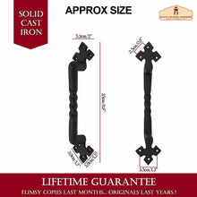 Load image into Gallery viewer, Rustic Cast Iron Door Pull Handle: Ideal for Victorian, Colonial, Retro, Steampunk, Gothic, Baroque, and Medieval Settings, (25x5.3) cm