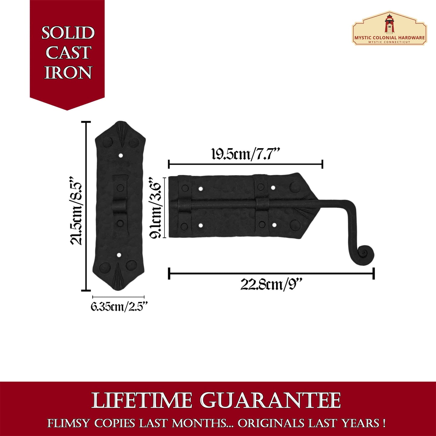 Iron Gate Latch Black Flip Latches, Heavy Duty Cast Iron Drop Latch, for Old Farm Barn Shed Cabinet Shutter Antique Privacy Door Hardware